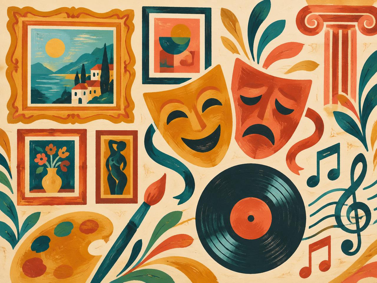 Illustration representing theatres and live performance